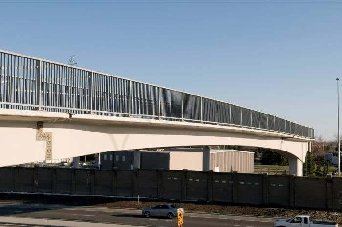 Pedestrian bridge in Sherbrooke, Quebec was the world's first Ultra High Performance Concrete bridge without steel reinforcement.