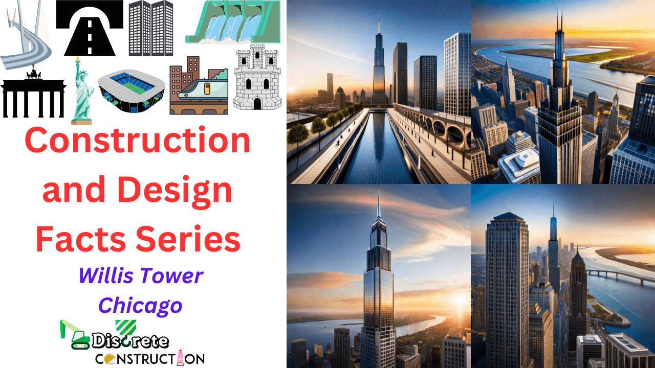 Informative diagram illustrating the unique design principles and construction stages of the Willis Tower in Chicago.