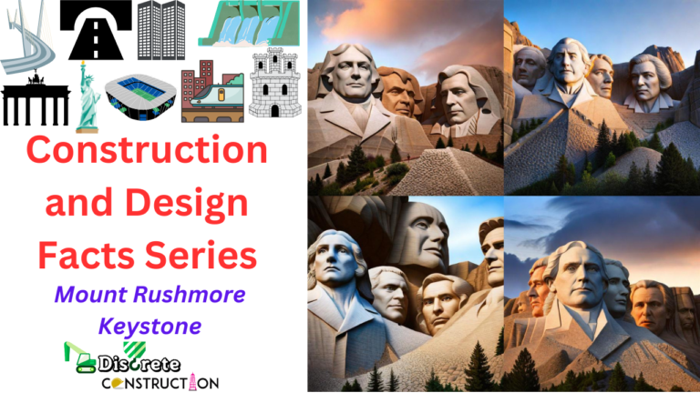 Infographic illustrating Mount Rushmore's construction and design facts, highlighting the unique engineering methods and artistic vision employed