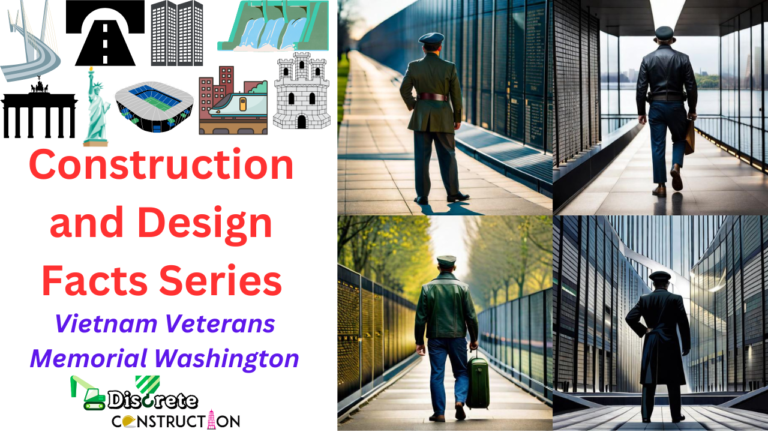 Diagram showcasing construction techniques and design facts pertaining to the symbolic Vietnam Veterans Memorial in Washington D.C.