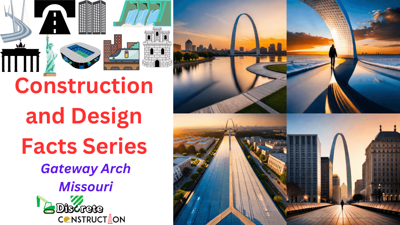 Detailed infographic showcasing the unique design elements and complex construction processes of the Gateway Arch.