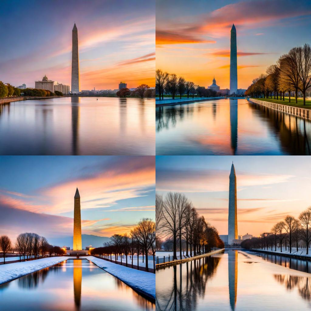 Impressive design and architectural features of the Washington Monument, including its towering obelisk structure, distinctive marble façade, and intricate details, symbolizing the enduring legacy of George Washington and serving as an iconic landmark in Washington D.C.